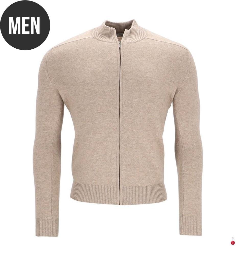 Langärmelige Strickjacke mit Reissverschluss – Beige