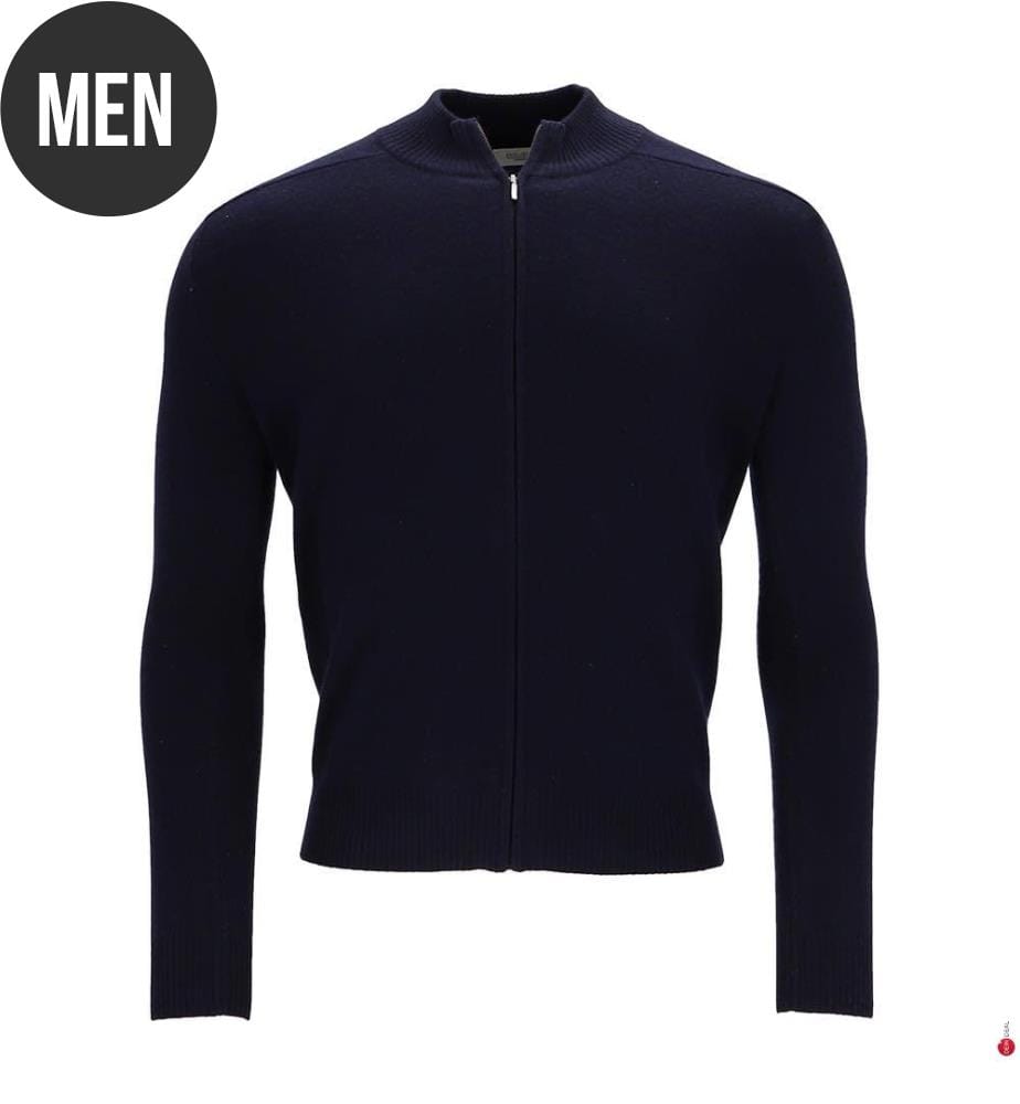 Langärmelige Strickjacke mit Reissverschluss – Marineblau