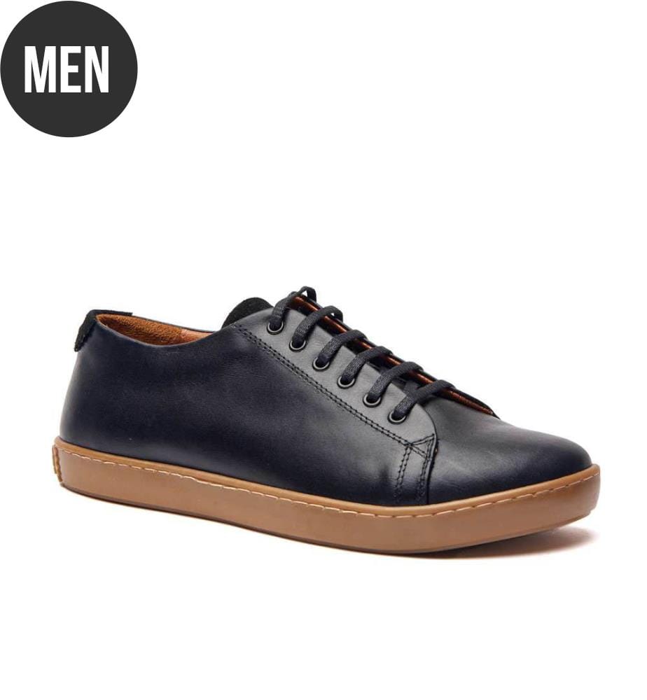 Sneakers aus Leder mit anatomisch geformtem Korkfussbett - Schwarz-Nappa