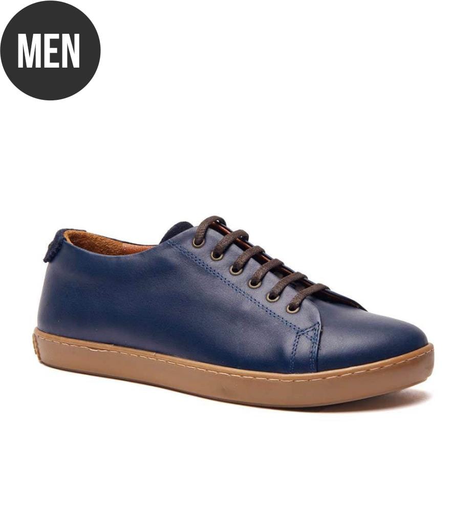 Sneakers aus Leder mit anatomisch geformtem Korkfussbett - Navy-Nappa