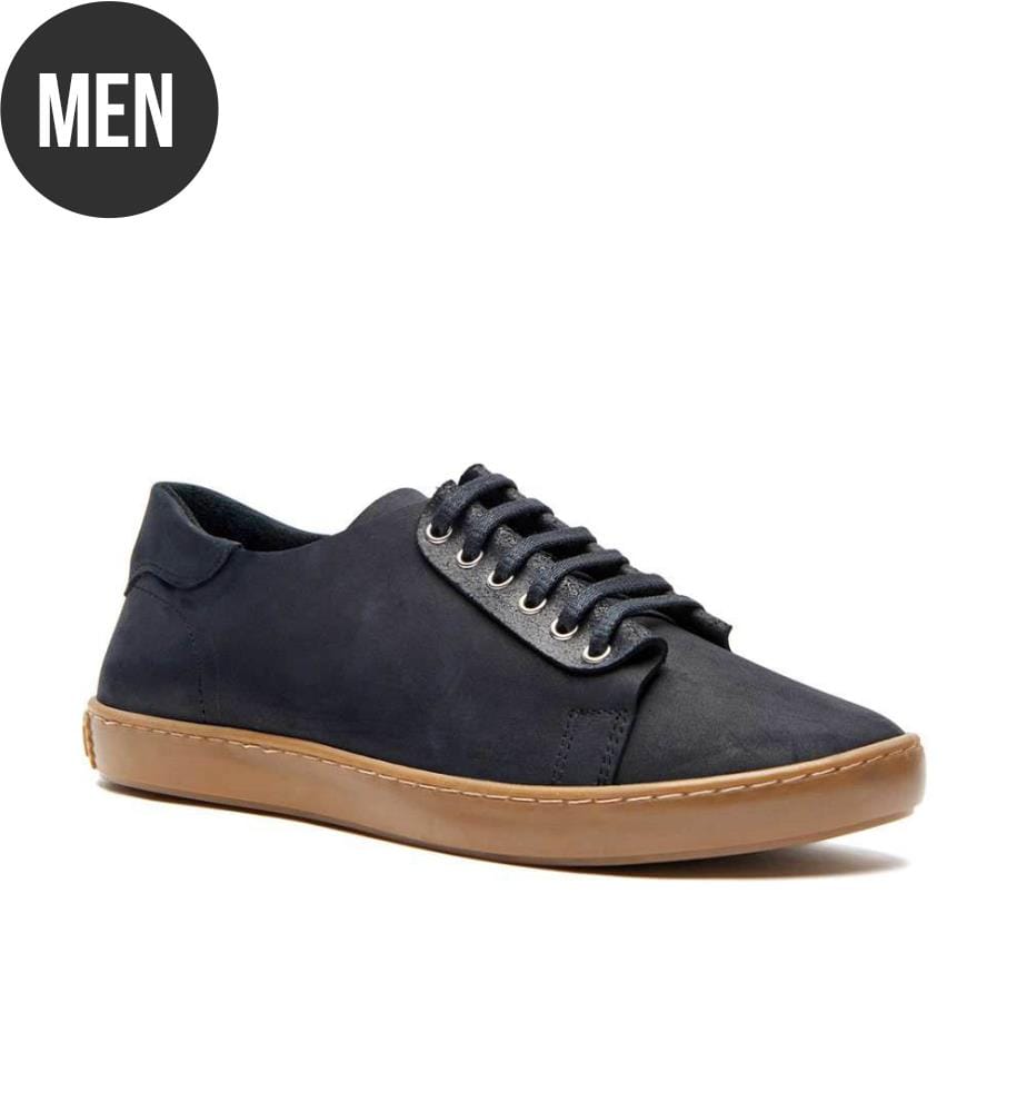 Sneakers aus Leder mit anatomisch geformtem Korkfussbett - Schwarz-Nubuk