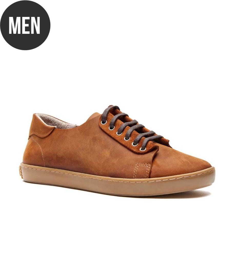 Turnschuhe aus Leder mit anatomisch geformtem Korkfussbett - Braun-Crazy