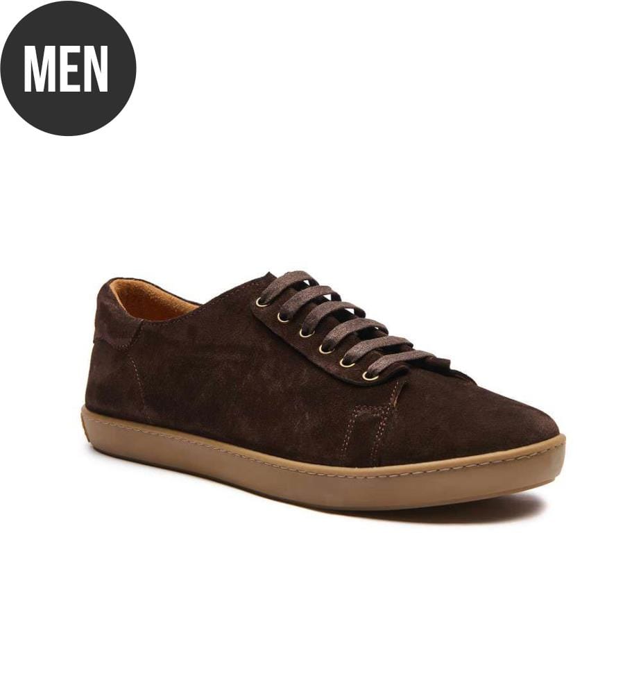 Leder-Sneakers mit anatomisch geformtem Korkfussbett - Braun-Wildleder