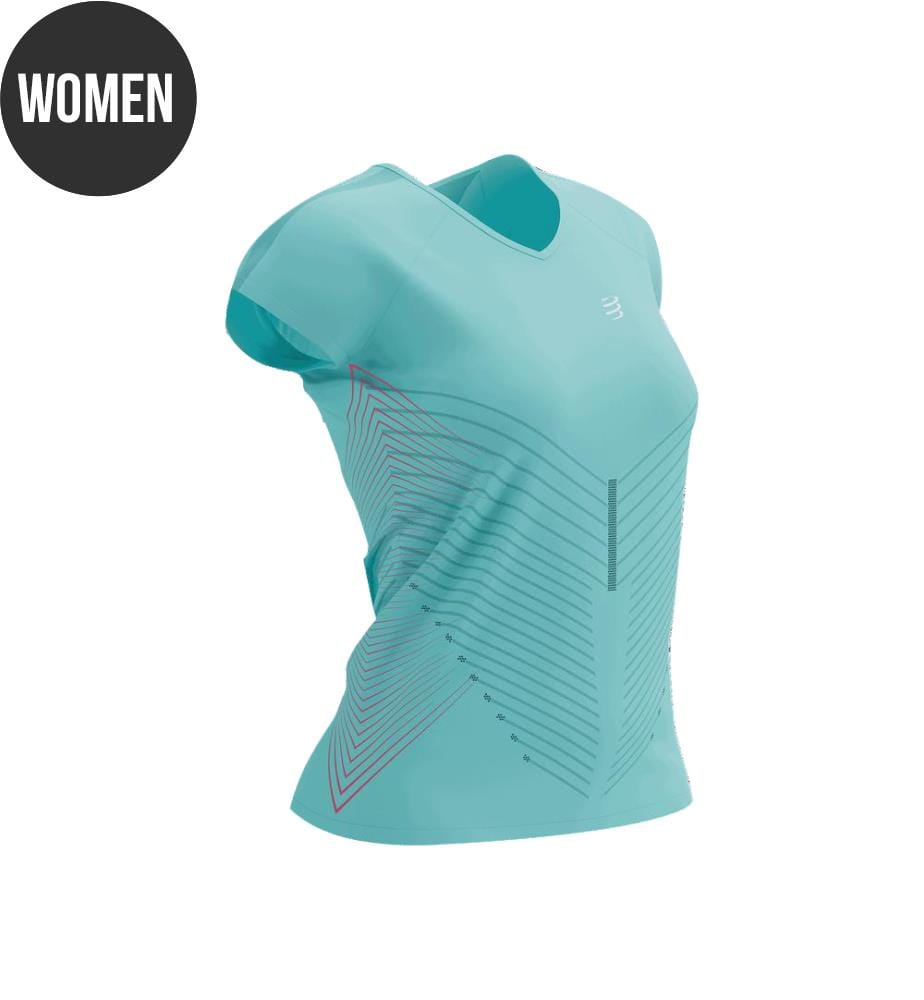 T-Shirt à manches courtes - Aqua & Hot Pink