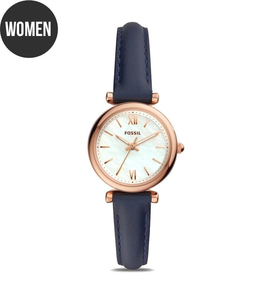 Montre en Cuir Mini Carlie - Marine et Doré Rose