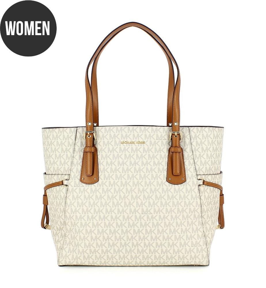 Sac Shopping en Cuir Voyager Tote - Crème et Brun Clair