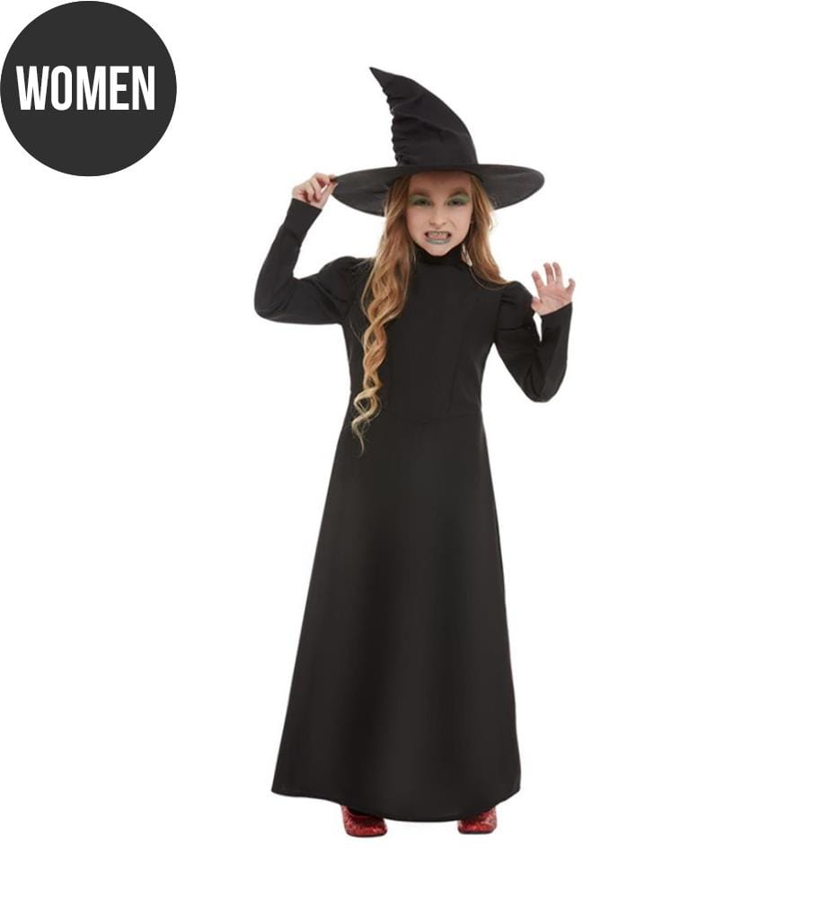 Costume de la méchante sorcière femme, Noir, avec robe et chapeau
