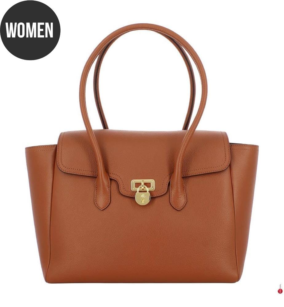 Tanner large satchel in grained leather - Lauren & Tan