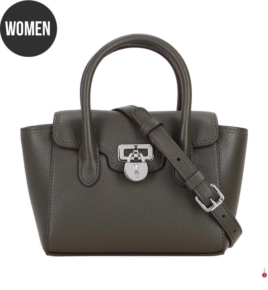 Tanner small satchel in grained leather - Dark olive