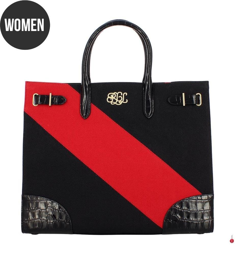 Grosse Canvas-Tasche Devyn - Schwarz & Rot & Schwarz