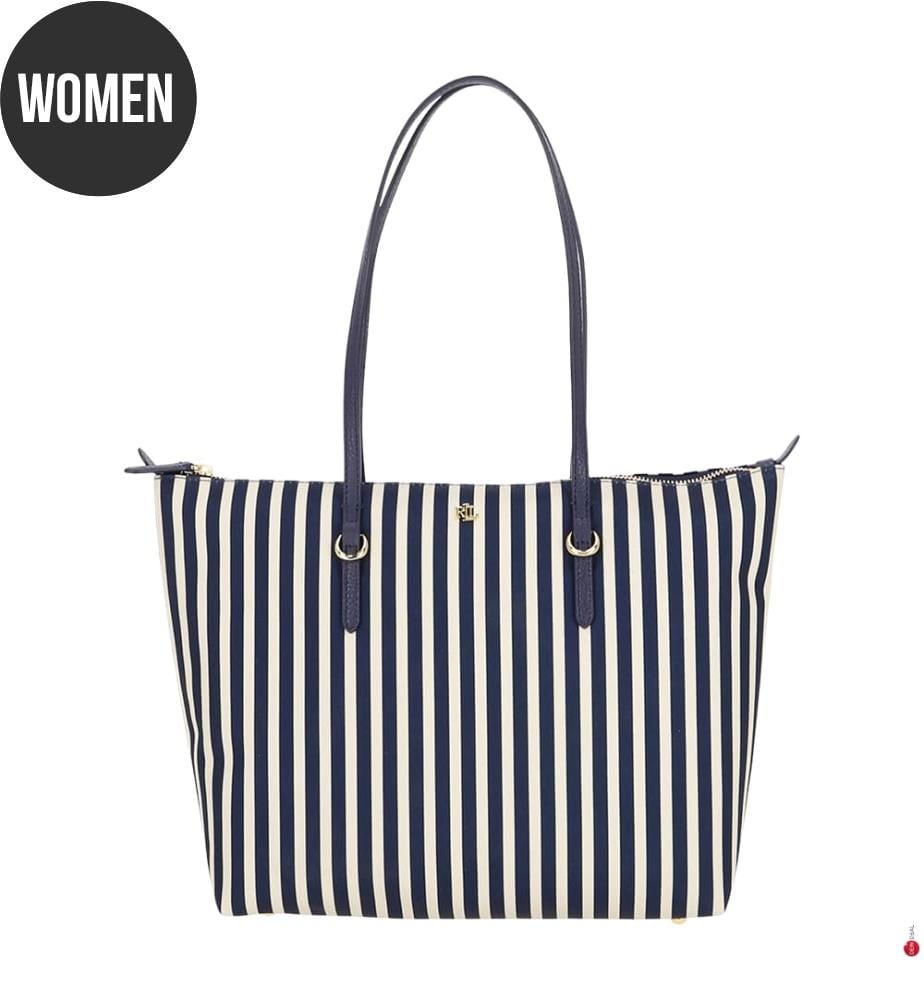 Borsa tote a righe - Blu navy e bianco
