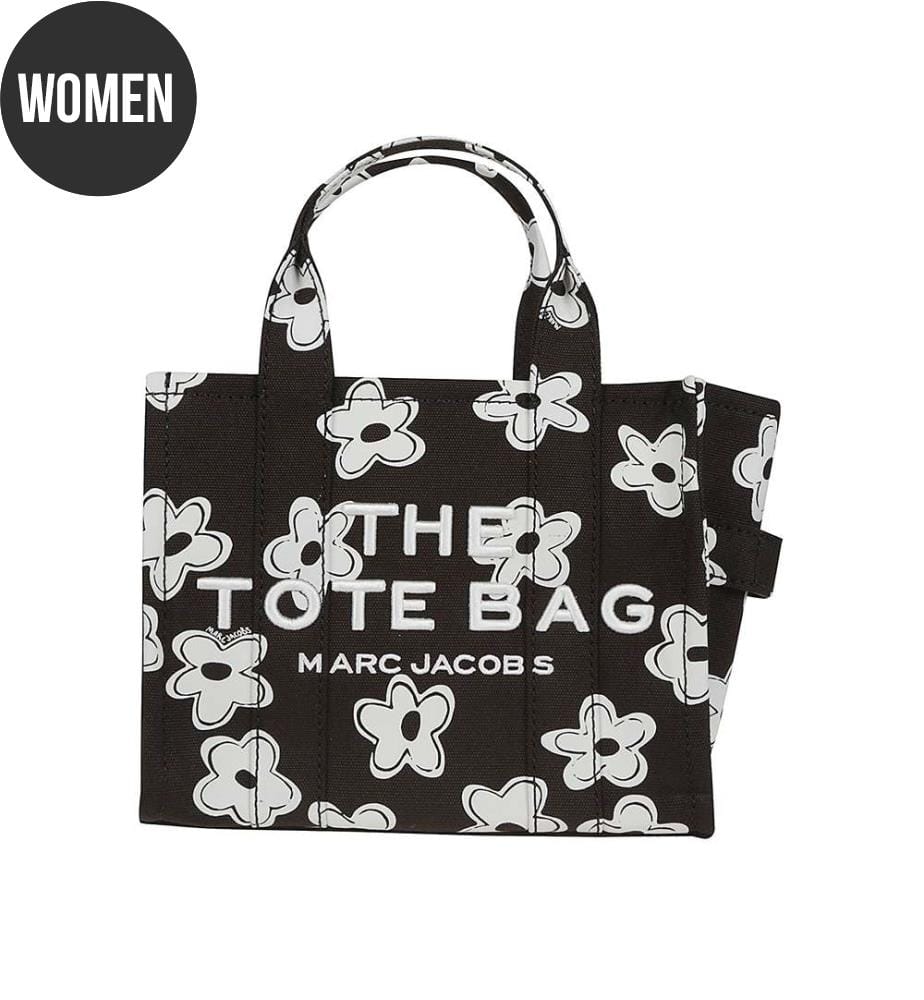 The Daisy Canvas Small Tote Bag - Noir avec fleurs blanches