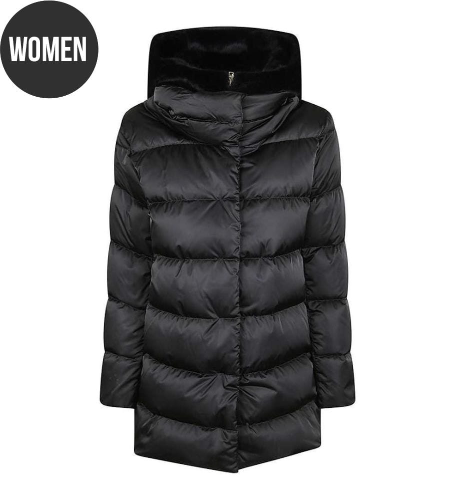 Trapezjacke aus Satin und Kunstpelz Lady - Schwarz