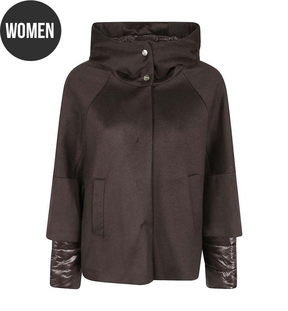 Jacke aus reinem Kaschmir und ultraleichtem Nylon - Dunkelbraun