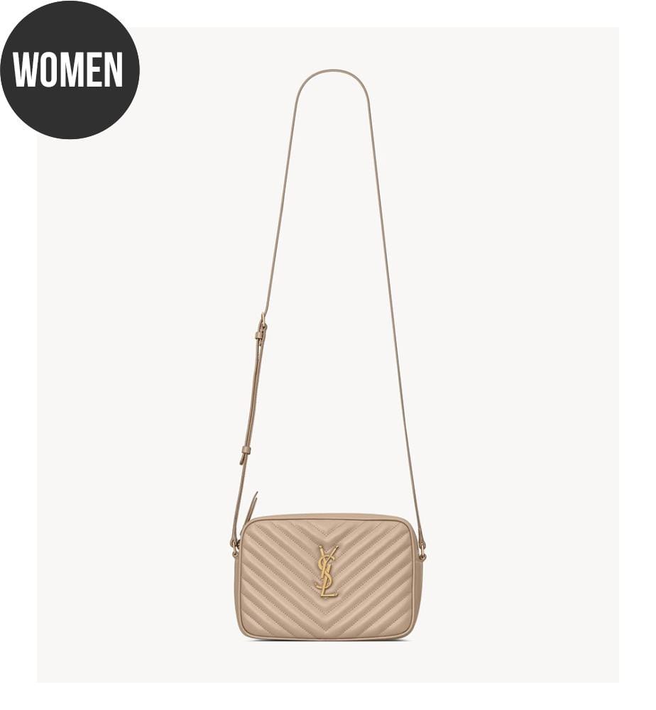 Lou-Umhängetasche aus gestepptem Leder - Beige