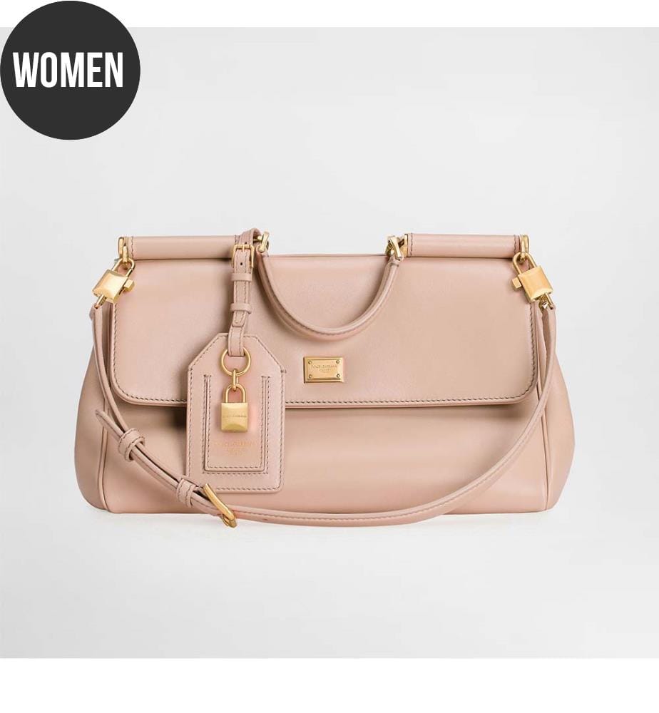 My Sicily Mittelgrosse Handtasche aus getauchtem Kalbsleder - Nude