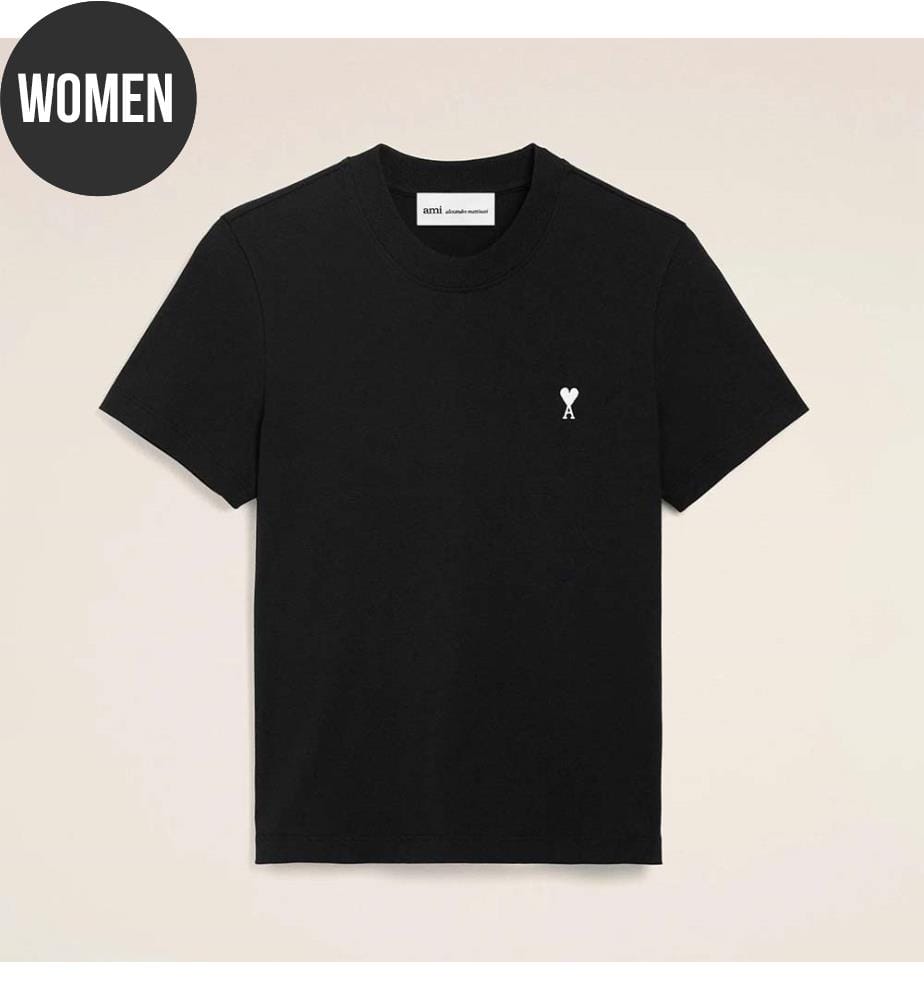 T-Shirt Kurz Kontrastreich "Herzfreund" - Schwarz Weiss Creme