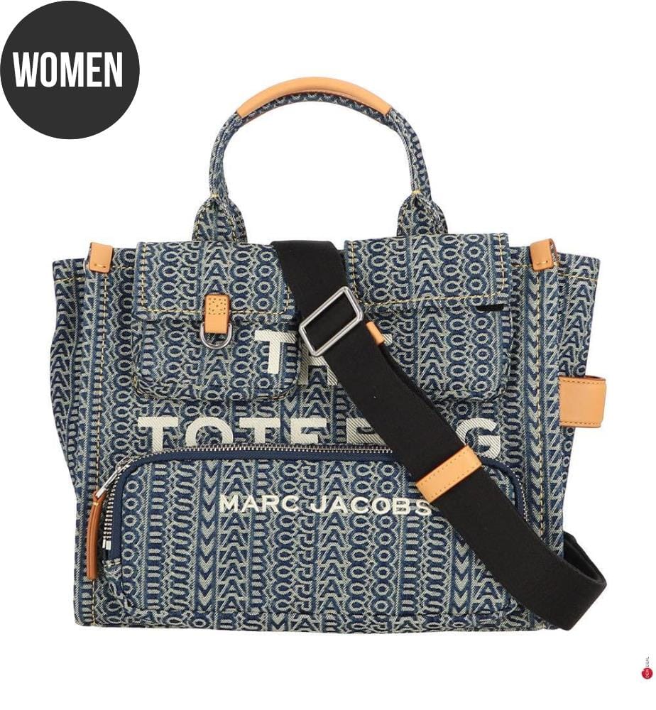 The Cargo Monogram Denim Medium Tote Bag - Sun Faded Denim