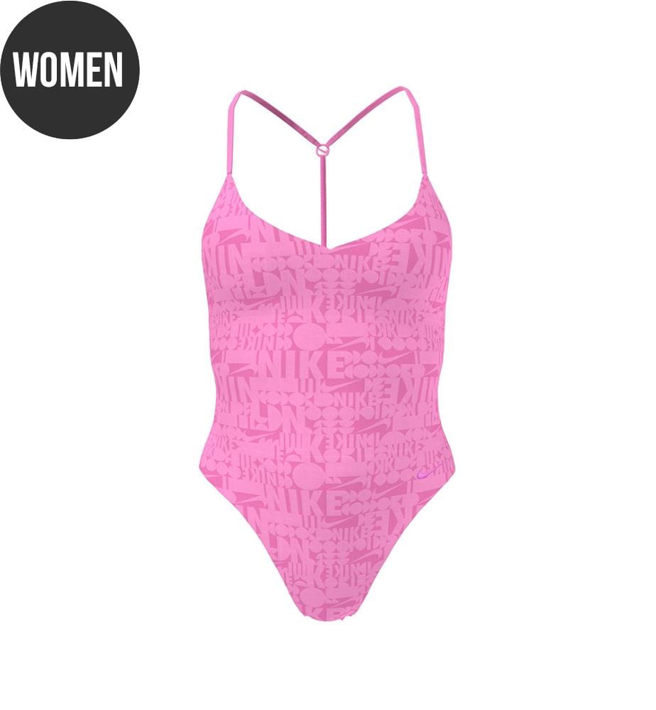 Costume intero Retro Flow T-Back - Rosa giocoso
