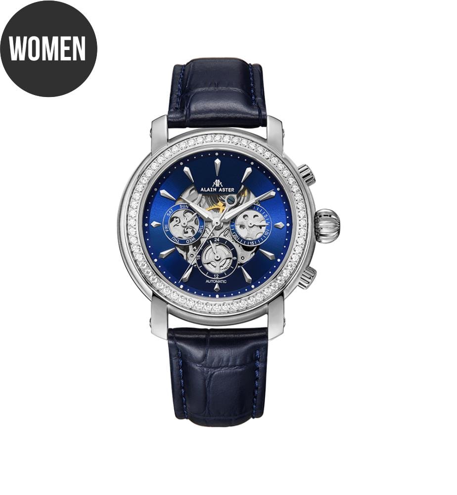 Automatische Armbanduhr Princesse aus Leder - Blau