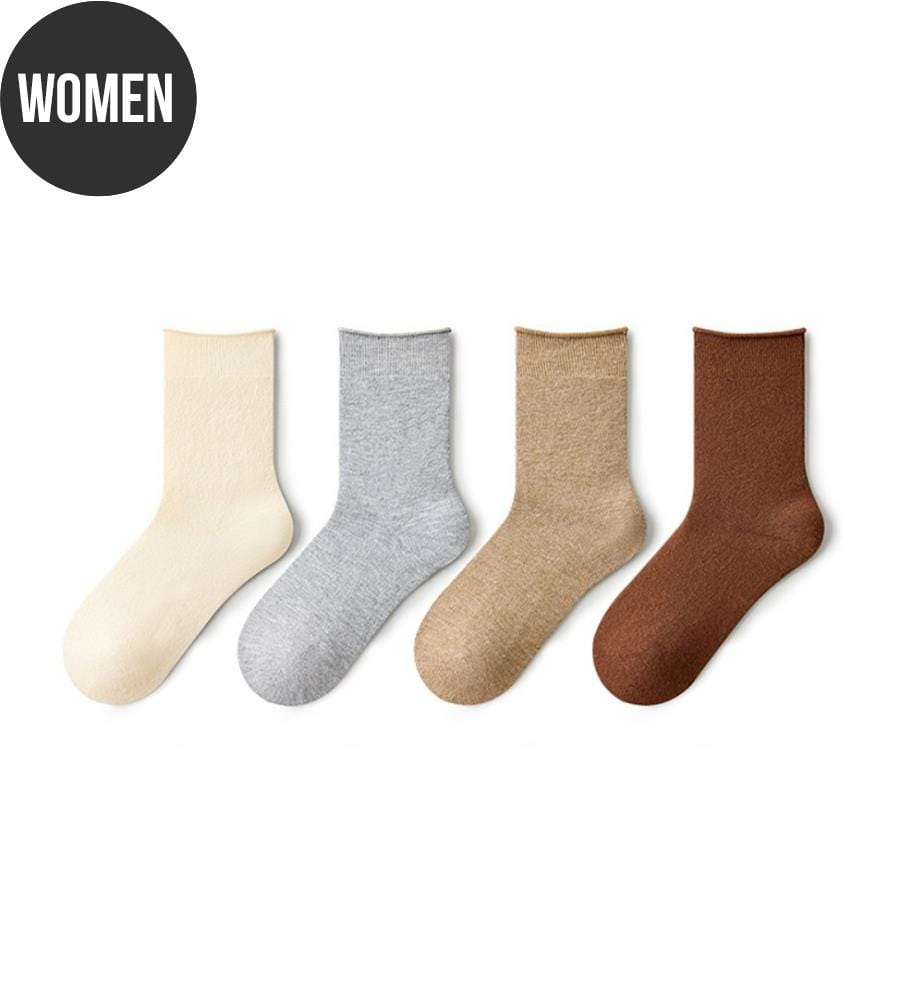 Wintersocken aus weicher Wolle und Maulbeerseide - 4 Paar neutrale Essentials-Socken