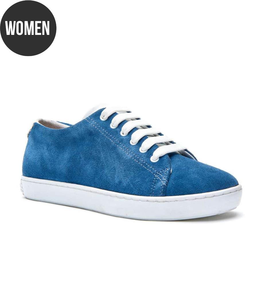 Sneakers in pelle con plantare anatomico in sughero - Camoscio blu