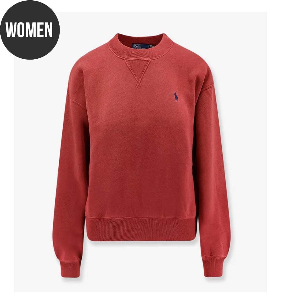 Sweatshirt aus Baumwollmischgewebe mit gesticktem Logo auf der Vorderseite - Rot