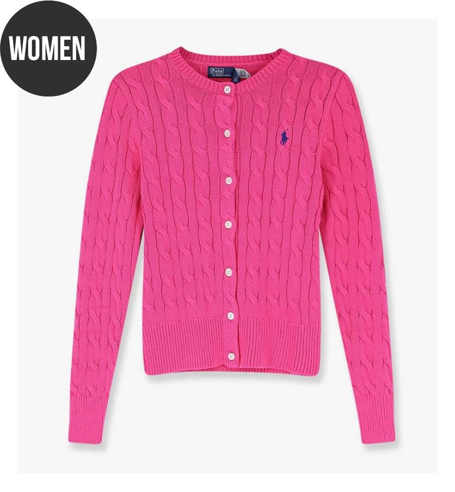 Cardigan en coton avec logo contrasté - Rose