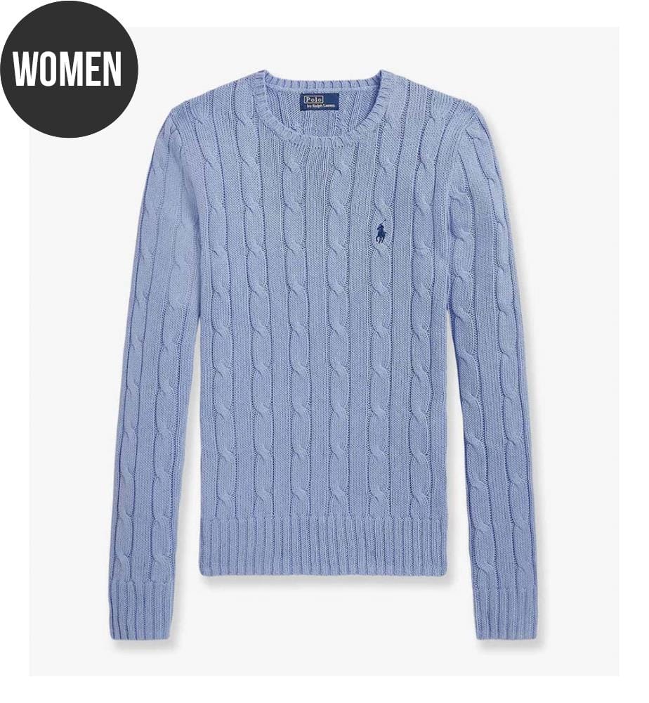 Pullover aus Baumwolle mit gesticktem Logo auf der Vorderseite - Blau
