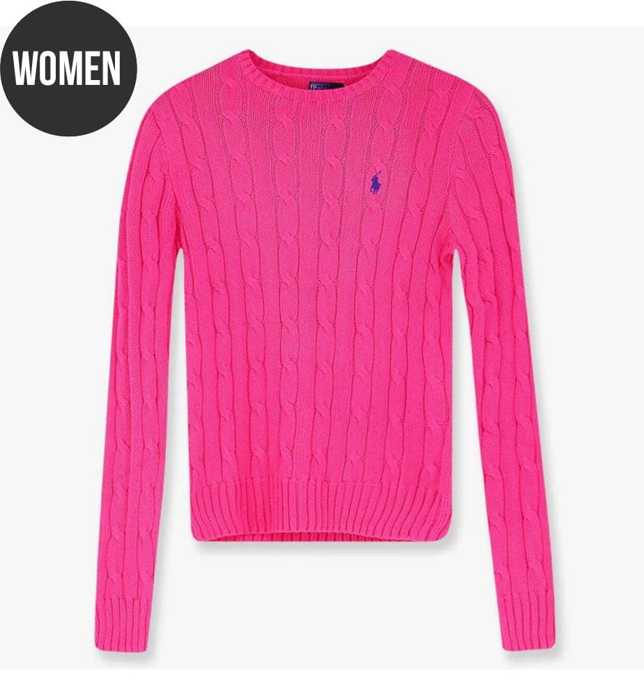Pull en coton avec logo brodé sur le devant - Rose