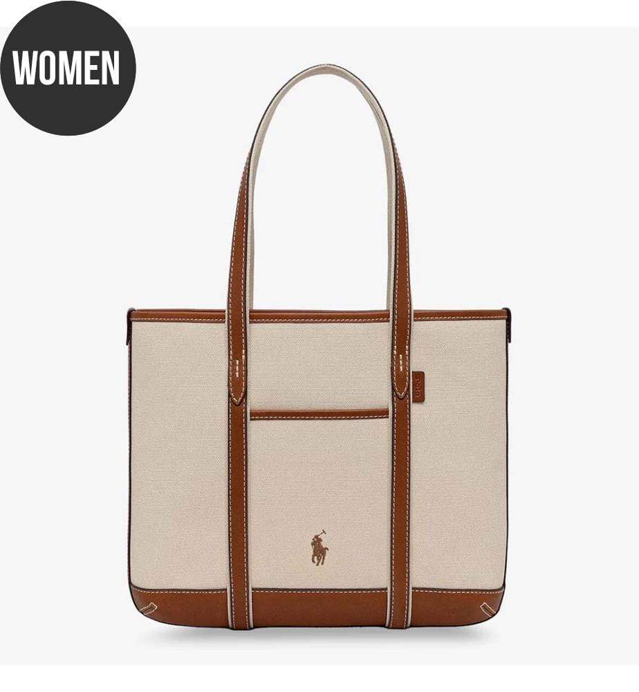 Leather Shopping Bag - Beige and Brown