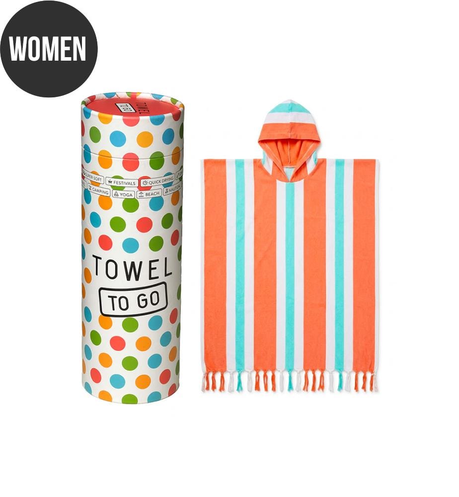 Damen Poncho "Towel To Go Coral Coast" (mit Geschenkbox) 100x180 cm - Orange / Mint
