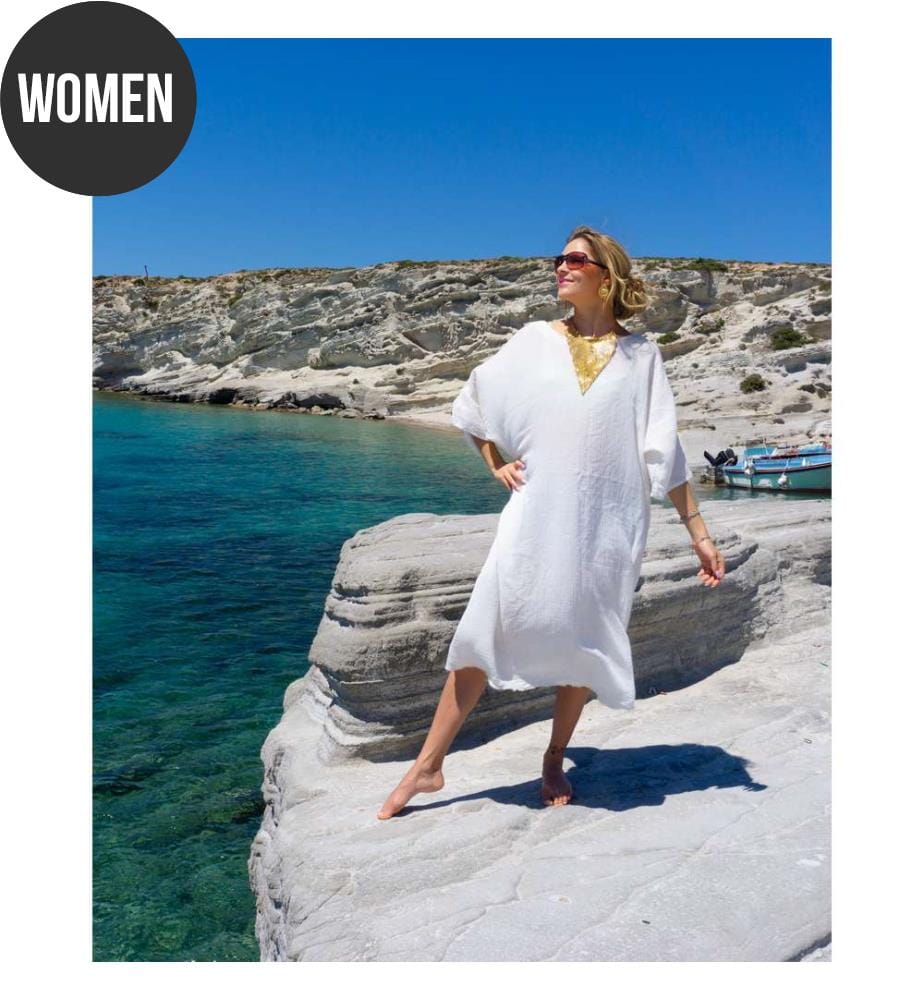Strandkleid, Loungewear und Kaftan aus Baumwolle 100x180 cm - Weiss