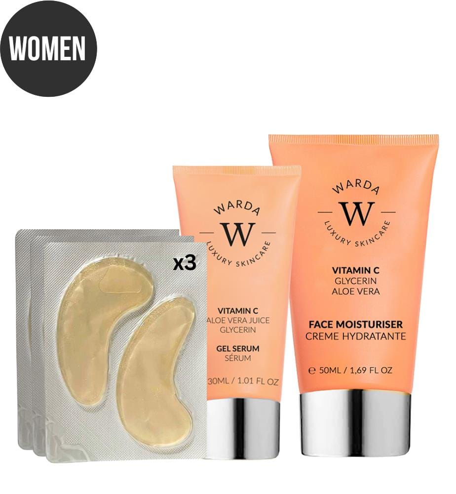 Crème Hydratante Éclat Vitamine C 50ml + Sérum Gel Éclat Vitamine C 30ml + Patchs Hydrogel Illuminants Contour des Yeux x 3