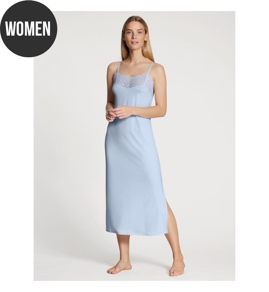 Camicia da notte con spaghetti - Harmony Blue