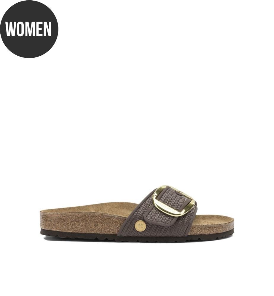 Madrid Big Buckle Raffia Sandalen - Braun