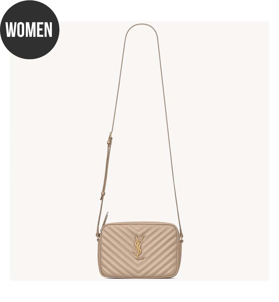 Lou Tasche aus gestepptem Leder - Dunkelbeige