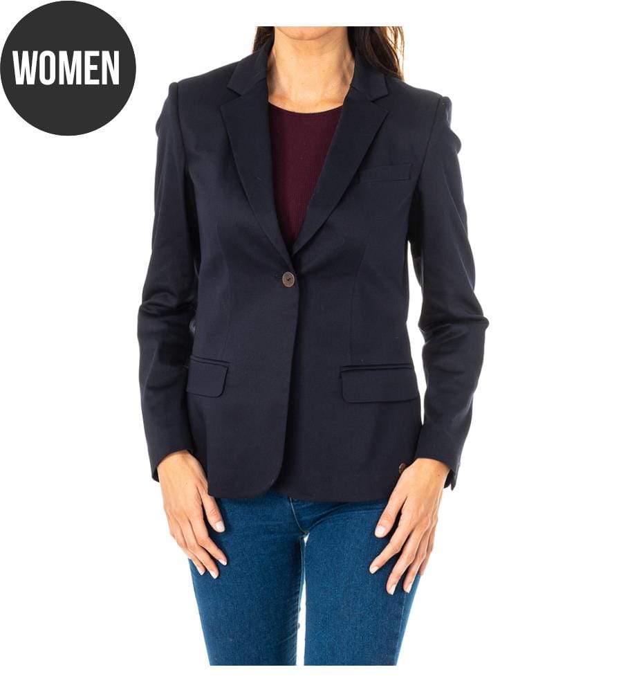 Langärmeliger Blazer mit Reverskragen - Marineblau
