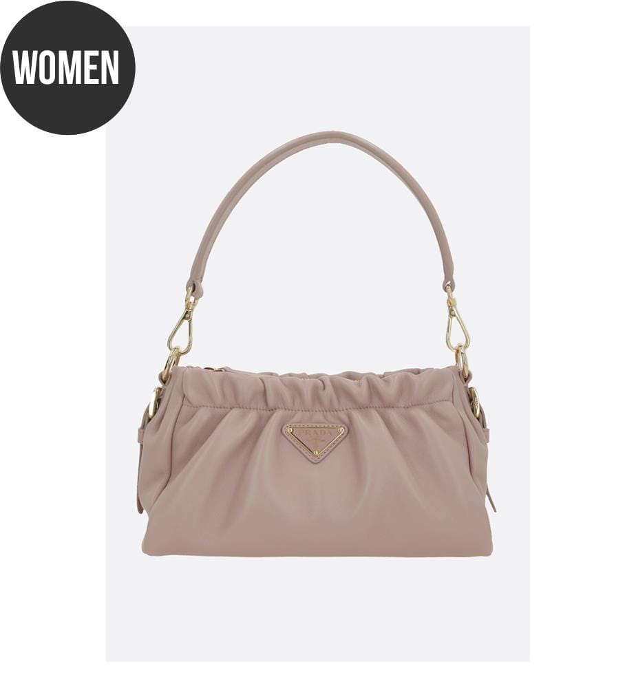 Sac froncé en nappa – Rose beige
