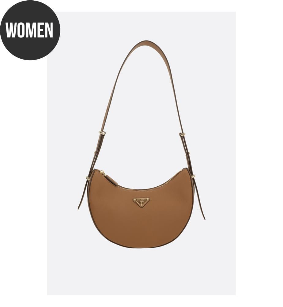 Mittelgrosse Arqué-Schultertasche aus weichem Leder - Karamell
