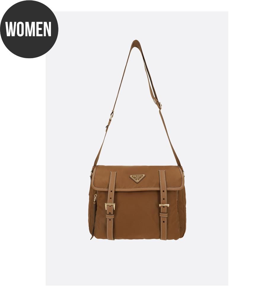 Sacoche moyenne en Re-Nylon – Caramel