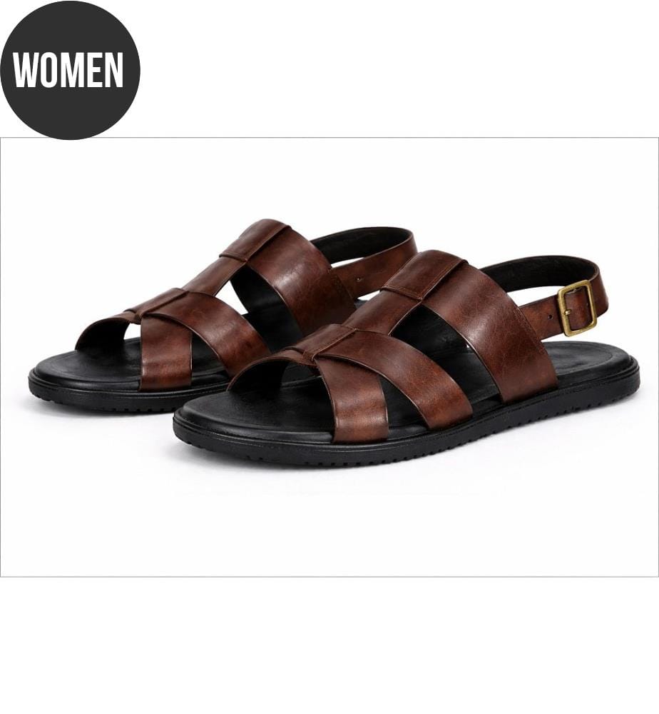Sandales femme en cuir - Marron