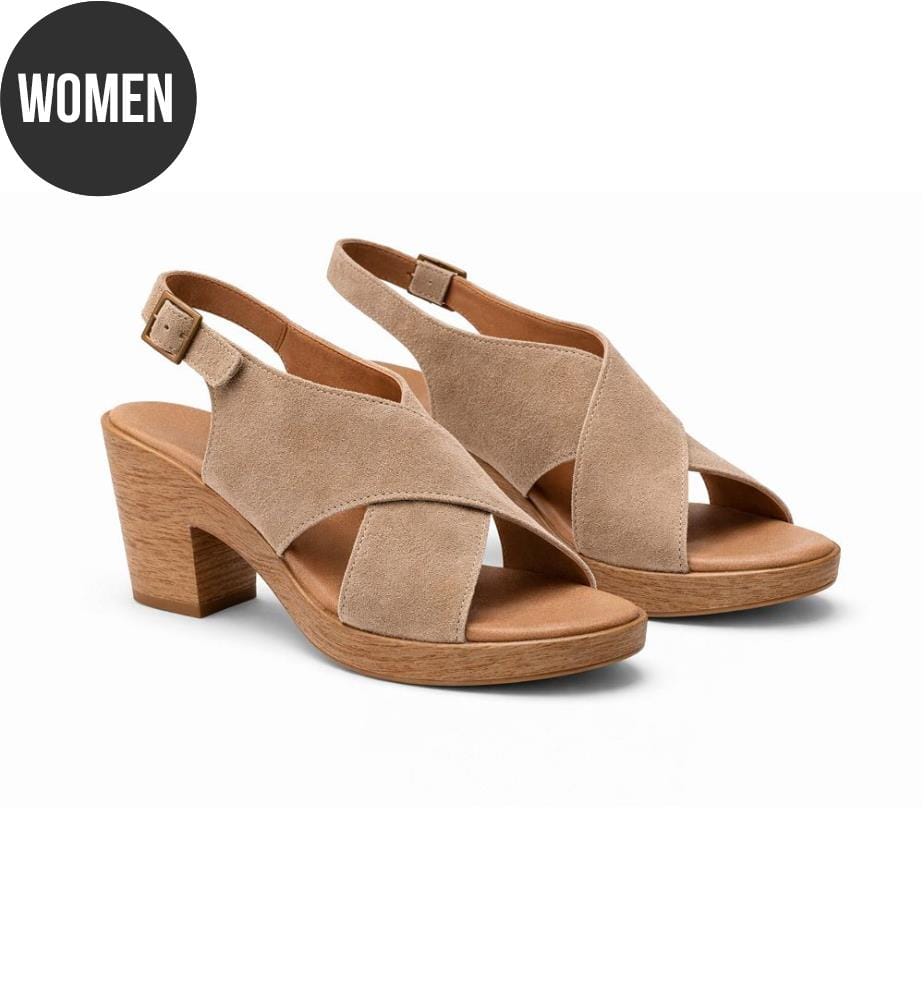 Sandales femme en daim - Beige