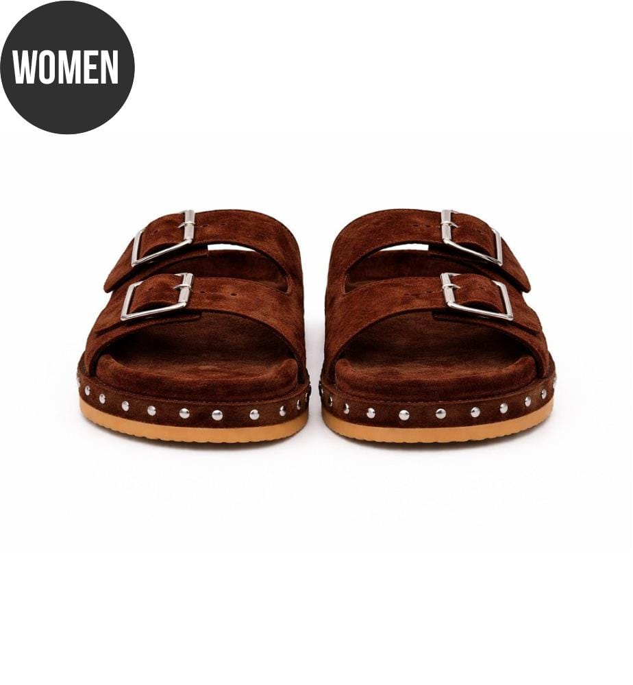 Sandales femme en daim - Marron