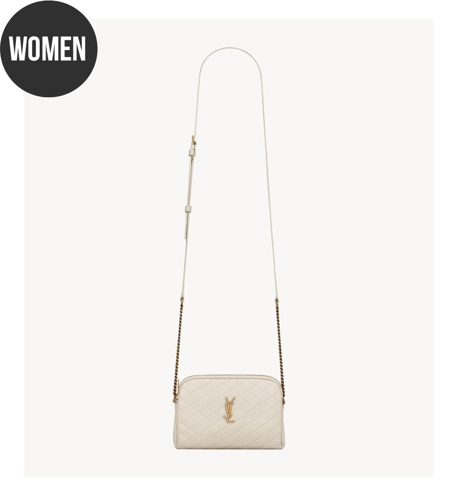 Gaby Zippered Shoulder Bag in Lambskin - White