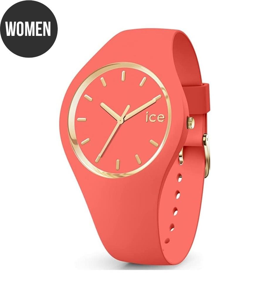 Montre à quartz en silicone rose - 34 mm