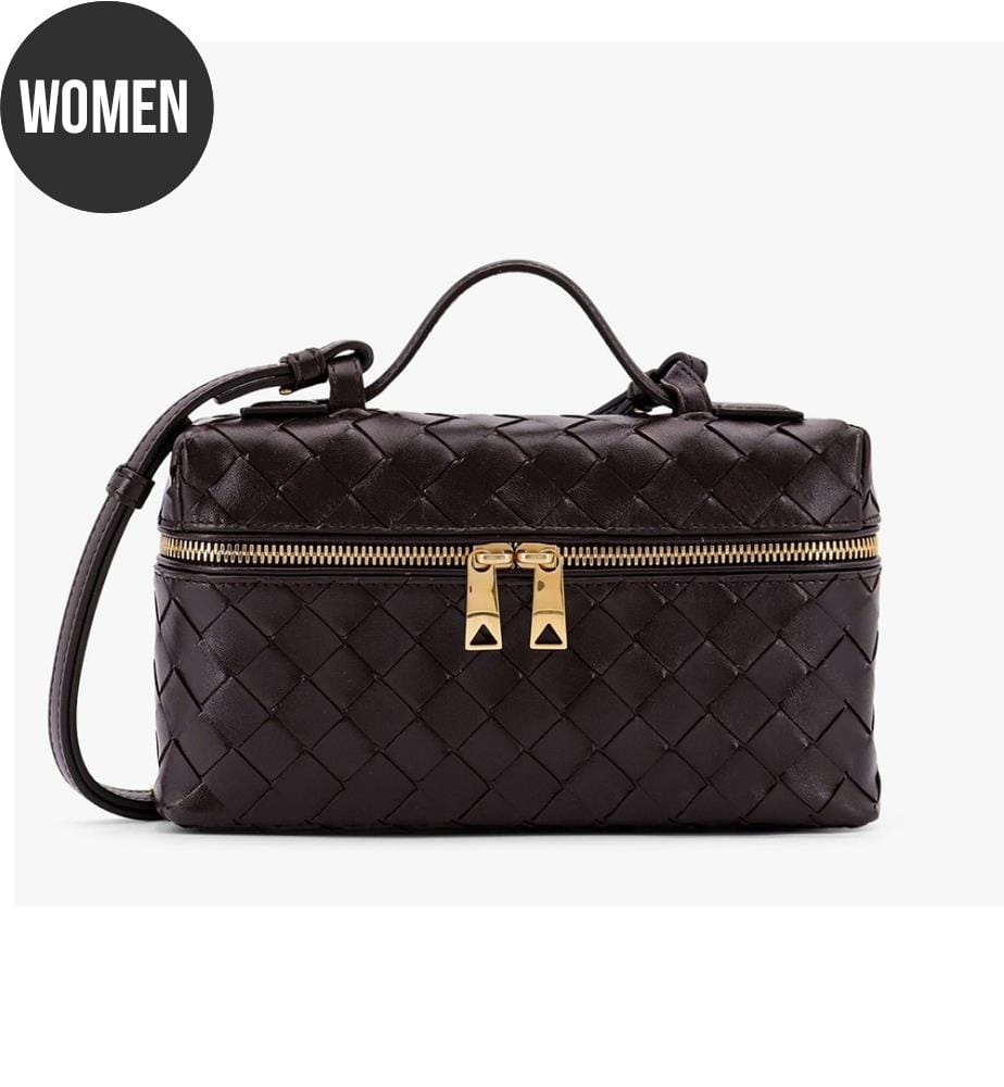 Ledertasche mit Reissverschluss – Braun