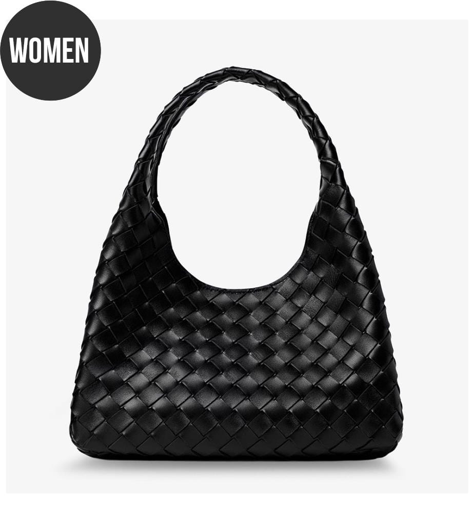 Borsa a secchiello in pelle - Nero e ottone