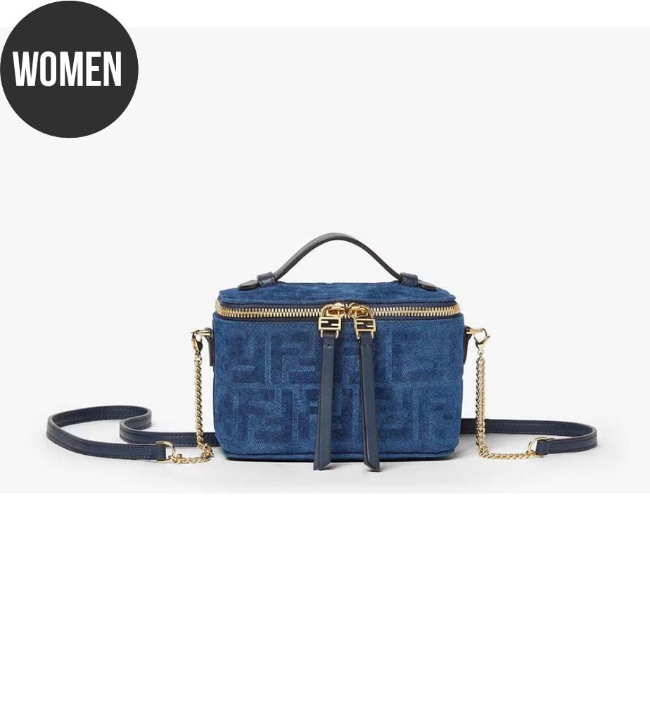 Mini-Sac à main en denim floqué - Bleu