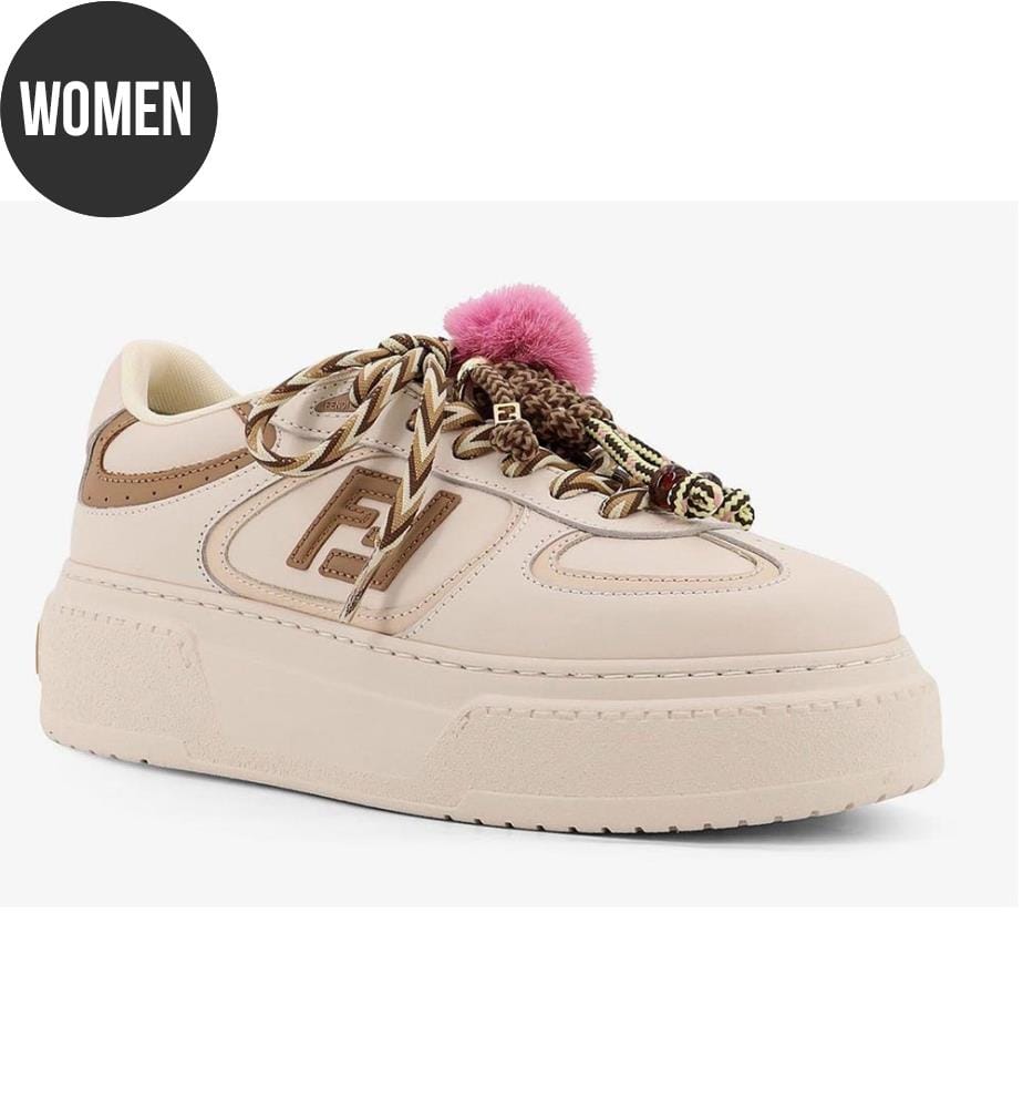 Baskets à semelle compensée en cuir « Match » - Blanc